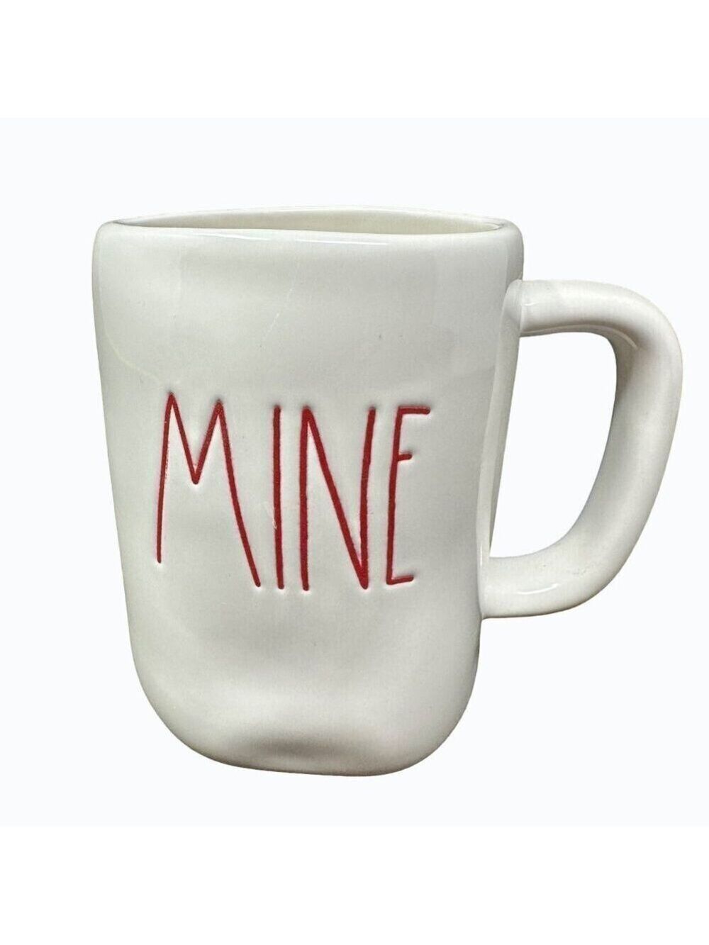 Rae Dunn Valentine Mug MINE Large Coffee Cup Ceramic Magenta Farmhouse Red Gift